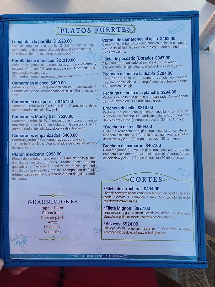 The Money Bar Beach Club Menu - Image 1
